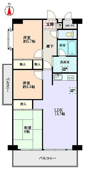 Floor plan. 3LDK, Price 18.3 million yen, Occupied area 67.68 sq m , It is 3LDK balcony area 11.72 sq m southwest angle room