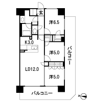 Floor: 3LDK + SC + 2WIC, the area occupied: 69.3 sq m