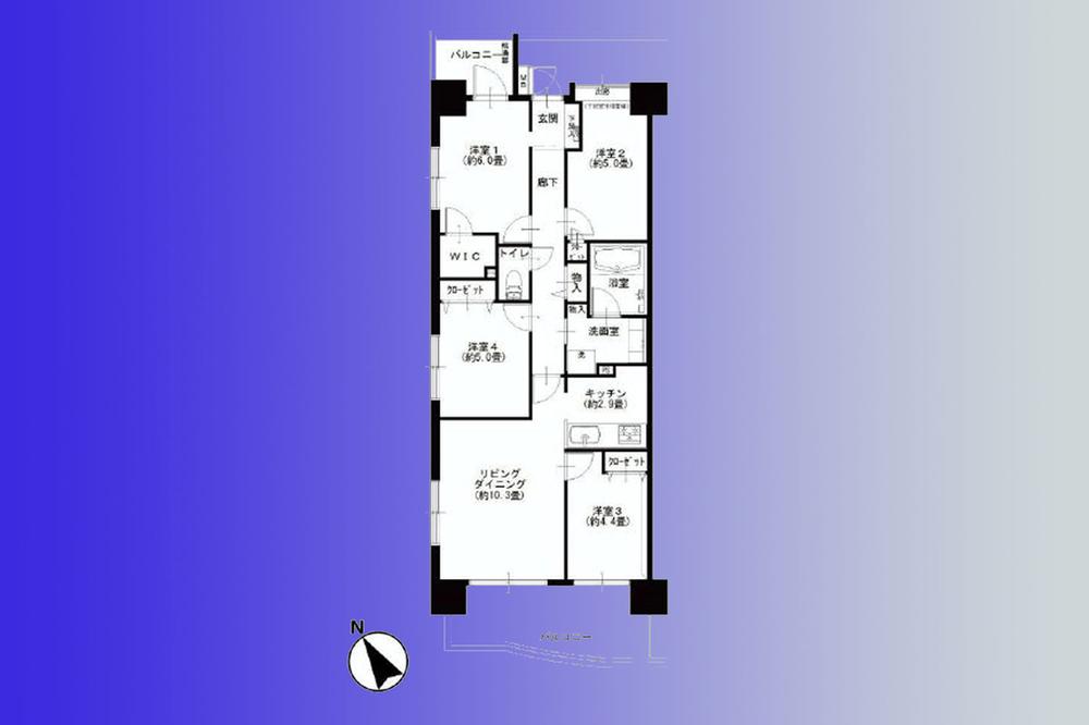 Floor plan. 4LDK, Price 34,900,000 yen, Occupied area 75.69 sq m , Balcony area 14.2 sq m   [Second floor corner room is full renovation completed] North ・ West ・ Lighting ensure from the south. Two-sided balcony is also equipped