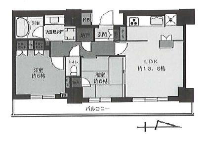 Floor plan. 2LDK, Price 42,800,000 yen, Occupied area 60.04 sq m , Balcony area 12.66 sq m