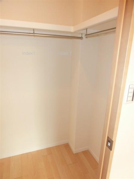 Receipt. Walk-in closet where clothes and accessories from entering plenty