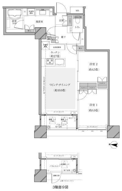 Floor: 2LDK, occupied area: 57.64 sq m