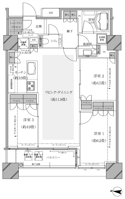 Floor: 3LDK, occupied area: 70.61 sq m
