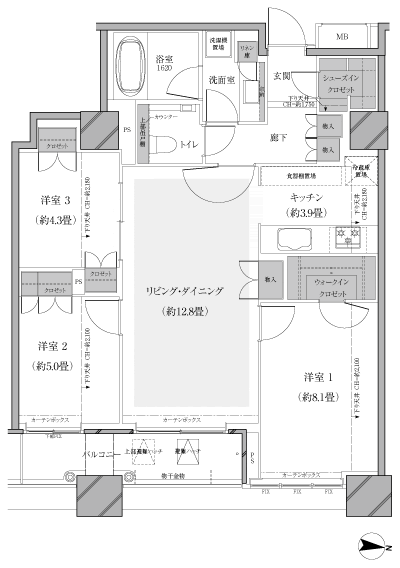 Floor: 3LDK, occupied area: 81.48 sq m
