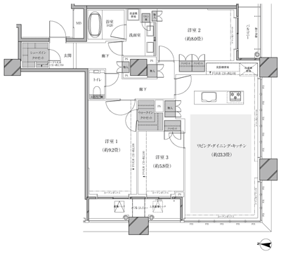 Floor: 3LDK, occupied area: 107.91 sq m