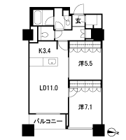 Floor: 2LDK, occupied area: 65.71 sq m