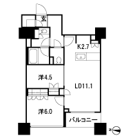 Floor: 2LDK, occupied area: 58.04 sq m