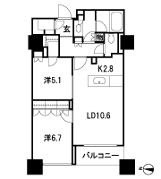Floor: 2LDK, occupied area: 61.99 sq m