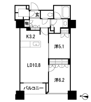 Floor: 2LDK, occupied area: 61.61 sq m