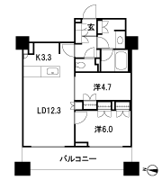Floor: 2LDK, occupied area: 59.69 sq m