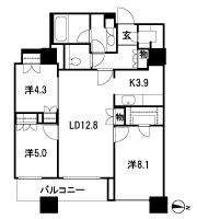 Floor: 3LDK, occupied area: 81.48 sq m