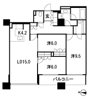 Floor: 3LDK, occupied area: 95.51 sq m