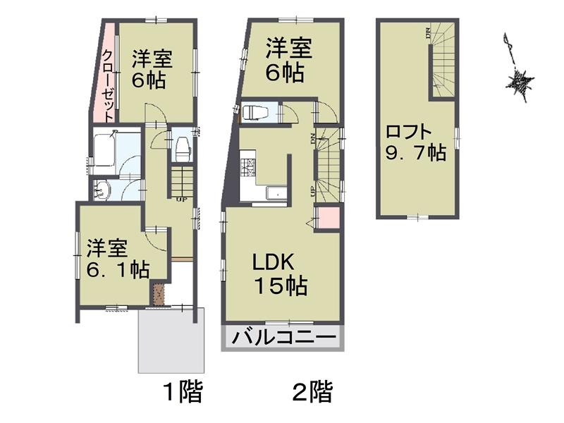 Floor plan. Price 44,800,000 yen, 3LDK, Land area 64.64 sq m , Building area 75.12 sq m