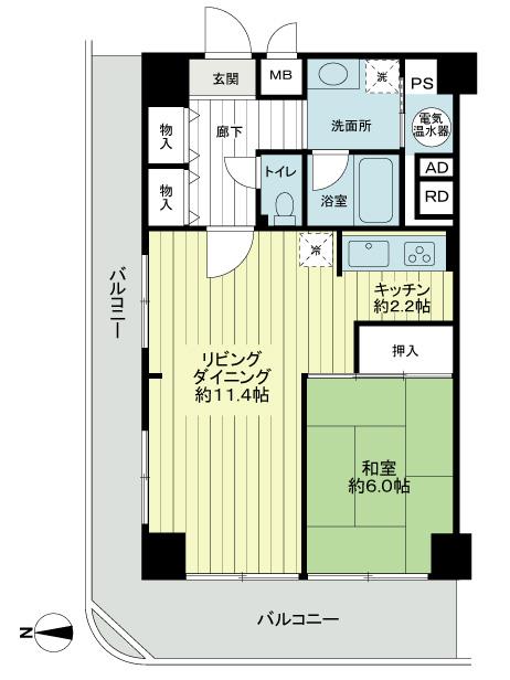 Floor plan. 1LDK, Price 17.5 million yen, Footprint 50.6 sq m , Balcony area 18.08 sq m