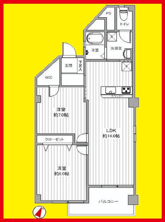 Floor plan. 2LDK, Price 23.8 million yen, Occupied area 59.92 sq m , Balcony area 5.5 sq m