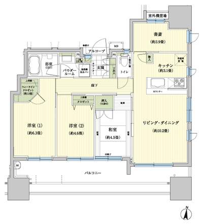 Floor: 3LDK + study, the area occupied: 70.3 sq m, Price: 48,480,000 yen, now on sale