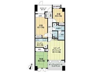 Floor plan. 3LDK, Price 35,800,000 yen, Occupied area 70.25 sq m , Balcony area 7 sq m