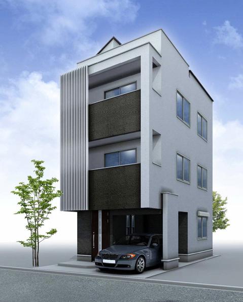 Rendering (appearance). Designer house, Adjacent land There is a feeling of opening because the park