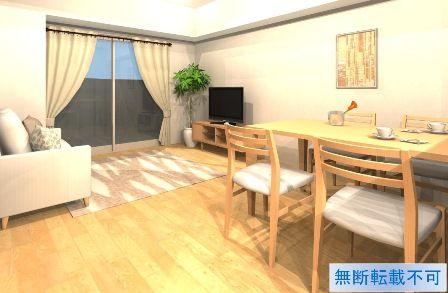 Living. 9 floor ・ South-facing per per yang ・ View is good.  About 12.1 Pledge of loose LDK.  Heisei 24 fiscal year large-scale repair work Performed.  3D image ~ The field situation, There is the case that specifications may be changed.