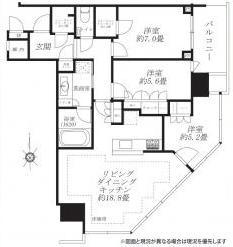 Floor plan. 3LDK, Price 84,800,000 yen, Occupied area 84.87 sq m , Balcony area 6.38 sq m   ~ Colorful shared facilities ~ ○ Sky Lounge ○ Sky Deck ○ Guest Room ○ library ○ mini shop ○ fitness gym etc ・  ・