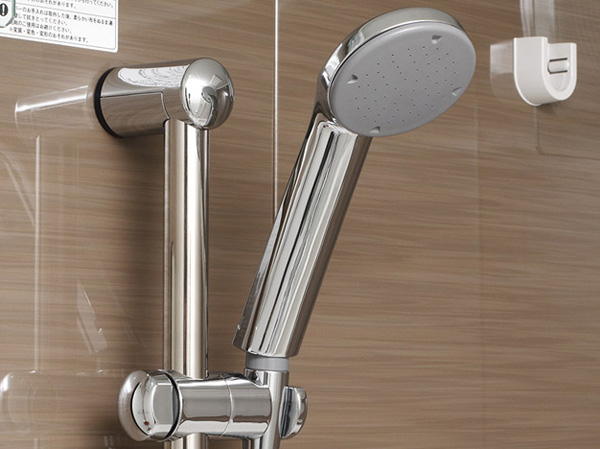 Bathing-wash room.  [Slide bar] It can be fixed the shower at the position of preference, Easy-to-use shower head, even a left-handed user even right-handed.