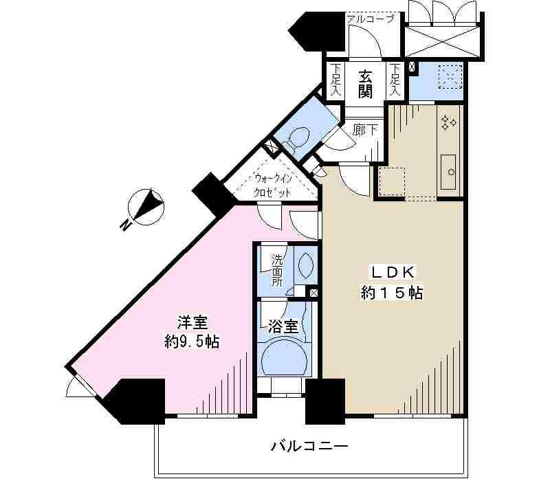 Floor plan. 1LDK, Price 34,900,000 yen, Occupied area 56.85 sq m , Balcony area 11.06 sq m