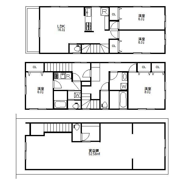 Compartment view + building plan example. Building plan example, Land price 46,800,000 yen, Land area 83.34 sq m