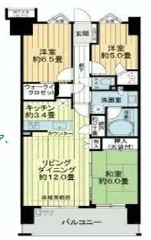 Floor plan. 3LDK, Price 37,800,000 yen, Footprint 71.4 sq m , Balcony area 13.8 sq m floor plan 3LDK