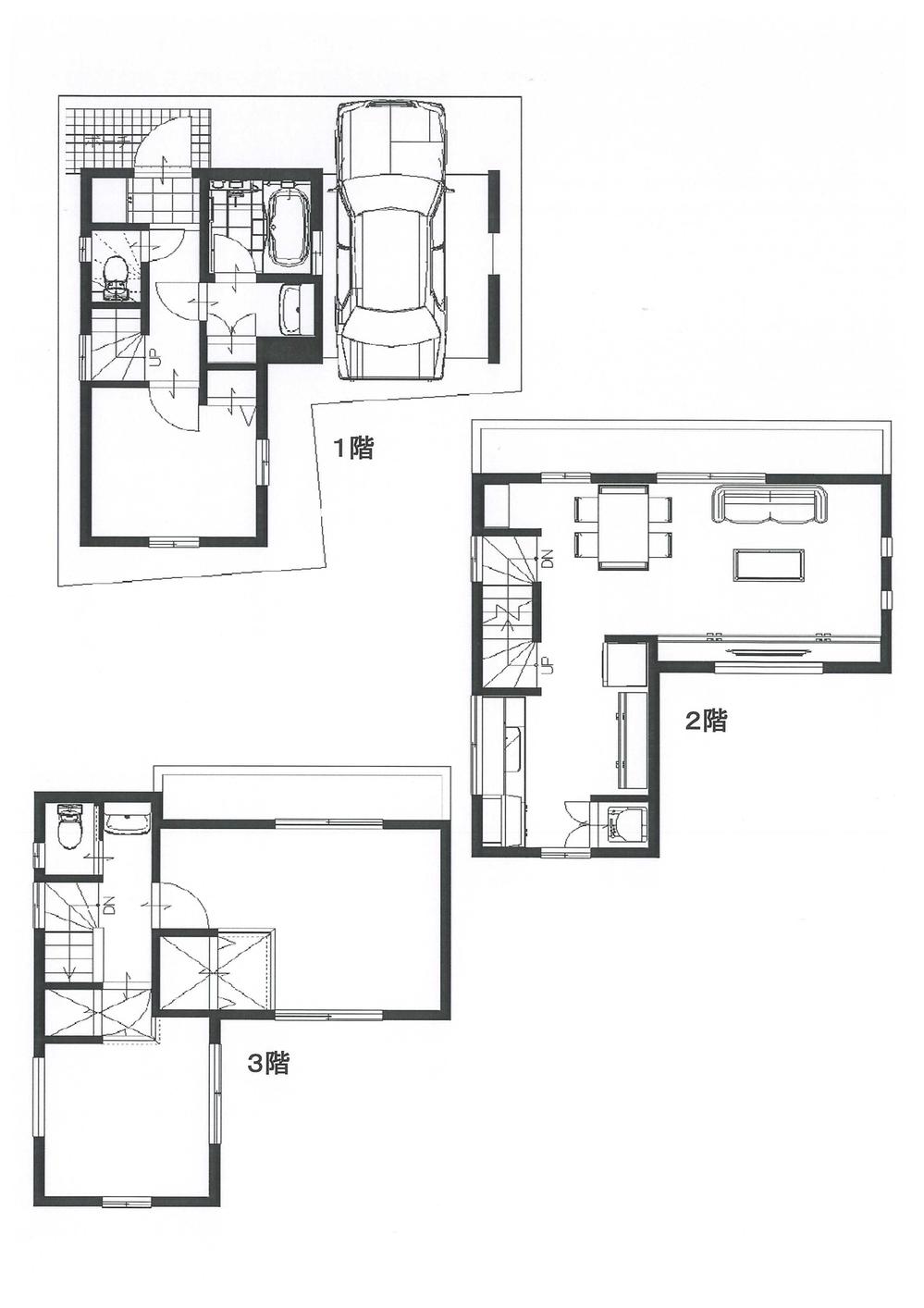 Floor plan. 49,980,000 yen, 2LDK + S (storeroom), Land area 51.23 sq m , Building area 79.07 sq m living building with storage TV board Kitchen building with with storage Living room product with interference