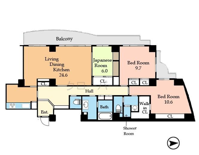 Floor plan. 3LDK, Price 79,800,000 yen, Footprint 137.73 sq m , Balcony area 23.08 sq m