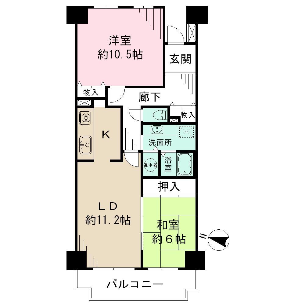 Floor plan. 2LDK, Price 34,800,000 yen, Occupied area 77.71 sq m , Balcony area 8.59 sq m