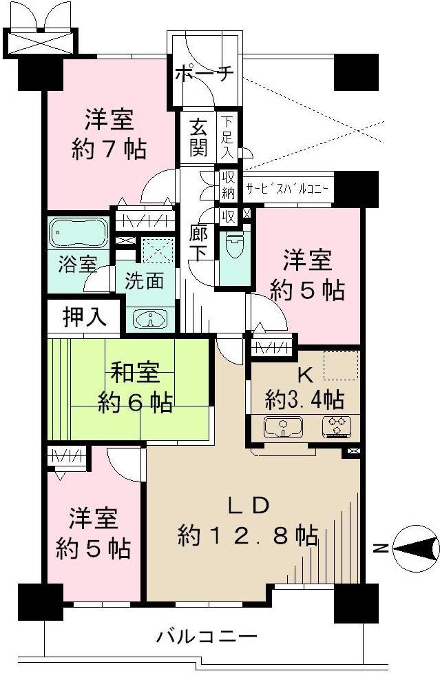 Floor plan. 4LDK, Price 38,500,000 yen, Footprint 82.7 sq m , It is clear a floor plan of the balcony area 12.04 sq m 4LDK82.7 sq m.