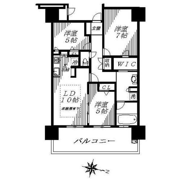 Floor plan. 3LDK, Price 34,500,000 yen, Occupied area 71.99 sq m , Balcony area 13.82 sq m