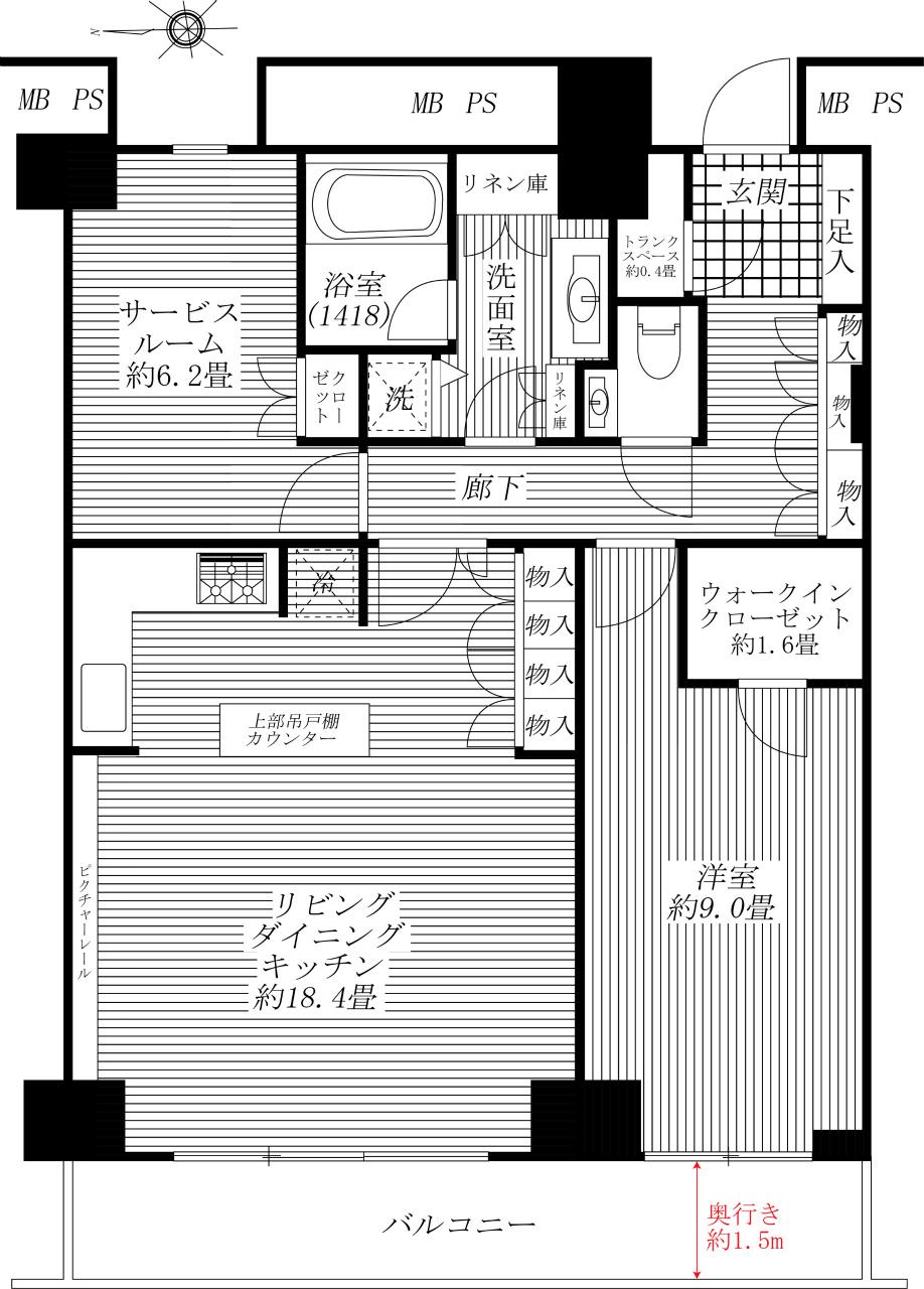 Floor plan. 1LDK + S (storeroom), Price 56,800,000 yen, Occupied area 82.08 sq m , Balcony area 12.37 sq m