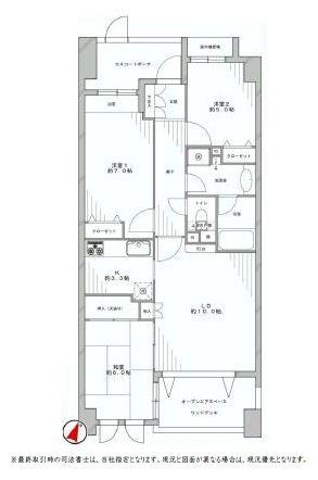 Floor plan. 3LDK, Price 35,800,000 yen, Occupied area 70.25 sq m , Balcony area 7 sq m floor plan
