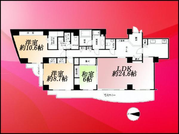 Floor plan. 3LDK, Price 79,800,000 yen, Footprint 137.73 sq m , Balcony area 23.08 sq m