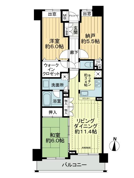 Floor plan. 2LDK + S (storeroom), Price 34,800,000 yen, Footprint 75 sq m , Balcony area 8.7 sq m