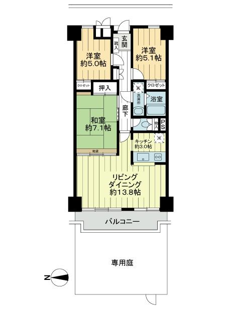 Floor plan. 3LDK, Price 23.8 million yen, Occupied area 75.21 sq m , Balcony area 8.32 sq m 3LDK