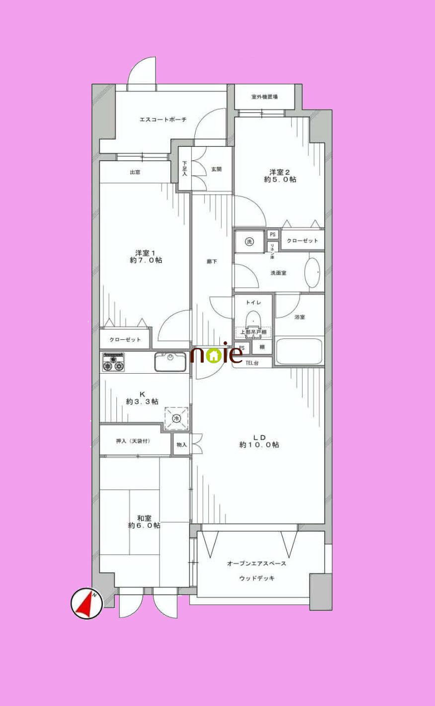 Floor plan. 3LDK, Price 34,980,000 yen, Occupied area 70.25 sq m , Balcony area 7 sq m   ■  ~ In fact, please check ~  ◆ New renovation ~ Fit renovation ~ After-sales service guarantee ~  ~ Immediately possible to new life ~  ◆ Spacious grounds of the big community ◆ Life convenience location ◆ Multiple routes are available