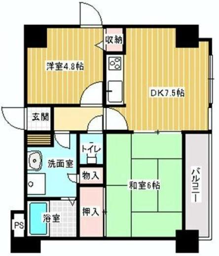 Floor plan. 2DK, Price 18.9 million yen, Occupied area 42.39 sq m , Balcony area 3.5 sq m