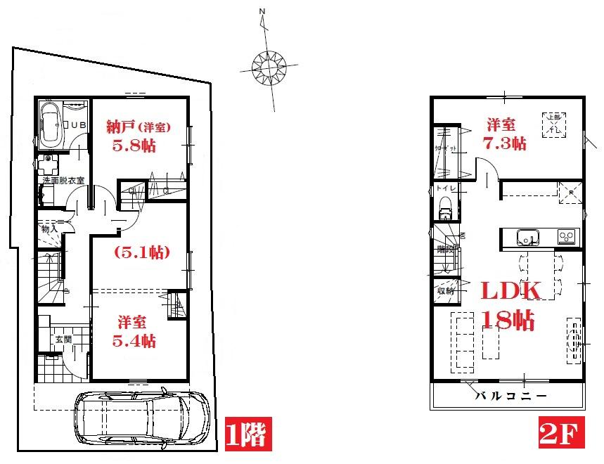 Building plan example (floor plan). Building plan example  Building price 14.5 million yen (tax included), Building area 91.51 sq m