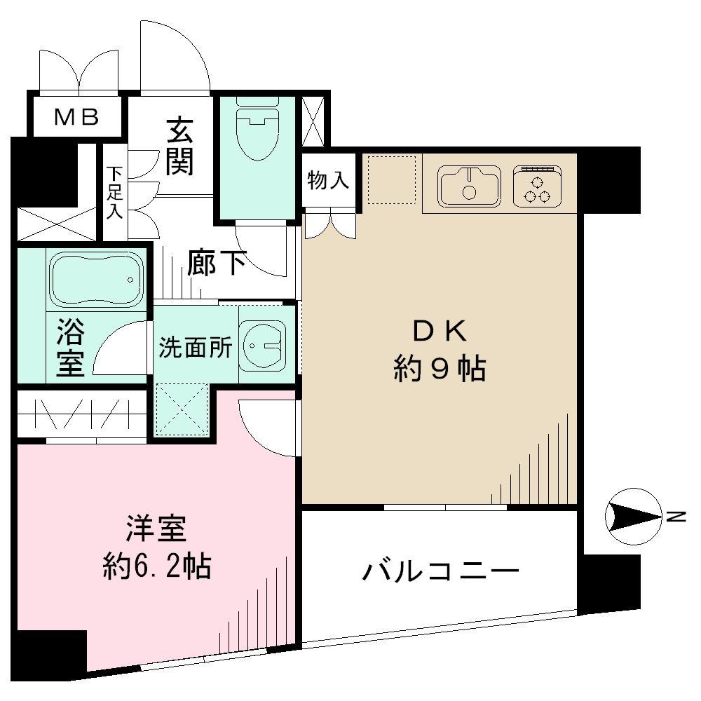 Floor plan. 1LDK, Price 23.8 million yen, Occupied area 39.28 sq m , Balcony area 5.32 sq m