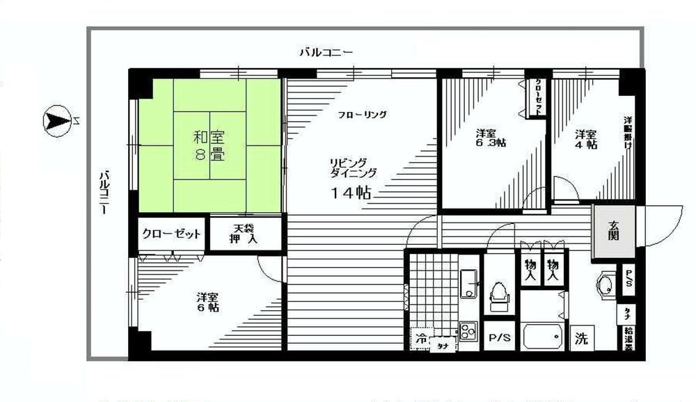 Floor plan. 4LDK, Price 32,800,000 yen, Occupied area 93.44 sq m , Balcony area 25.56 sq m