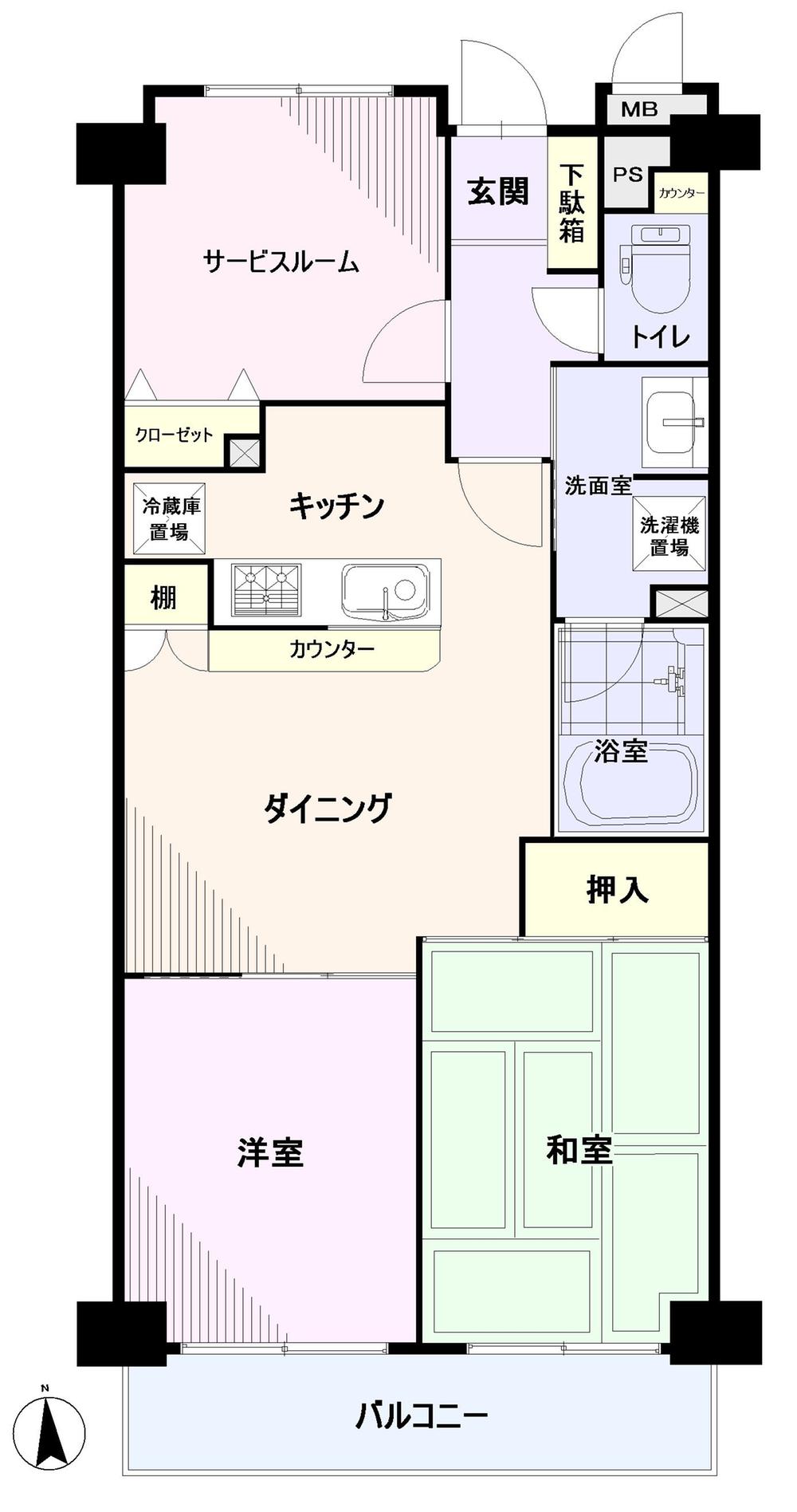 Floor plan. 2DK + S (storeroom), Price 27,800,000 yen, Occupied area 58.48 sq m , Balcony area 5.83 sq m