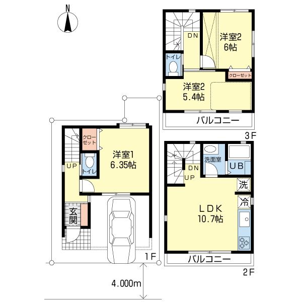 Floor plan. 39,800,000 yen, 3LDK, Land area 44.81 sq m , Building area 70.04 sq m