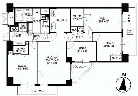 Floor plan. 4LDK, Price 39,900,000 yen, Occupied area 81.13 sq m , Balcony area 13.95 sq m