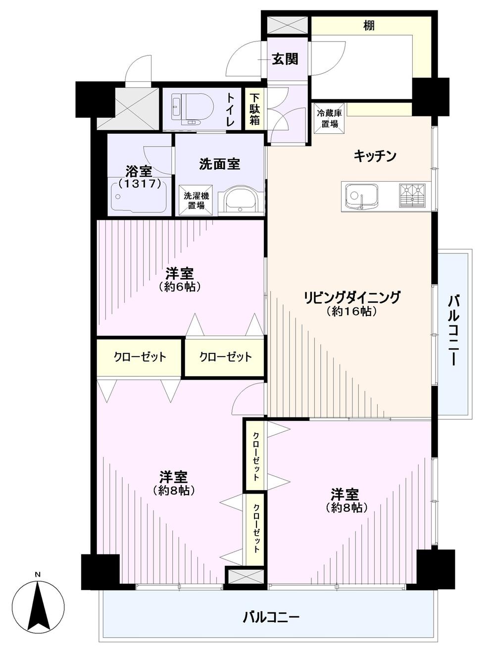 Floor plan. 3LDK + S (storeroom), Price 32,800,000 yen, Occupied area 83.16 sq m , Balcony area 12.28 sq m