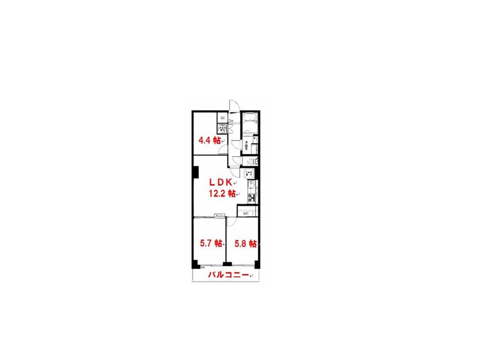 Floor plan. 2LDK + S (storeroom), Price 29,900,000 yen, Footprint 59 sq m , Balcony area 5 sq m