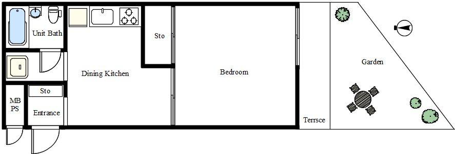 Floor plan. 1DK, Price 10.8 million yen, Occupied area 31.83 sq m , Balcony area 3.7 sq m