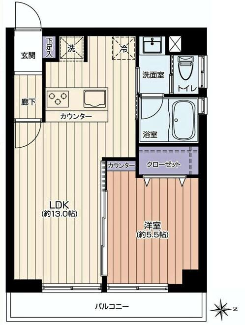 Floor plan. 1LDK, Price 15.8 million yen, Occupied area 38.88 sq m , Perfect for a balcony area 4.94 sq m new life! All rooms are clean [New interior renovation] Settled